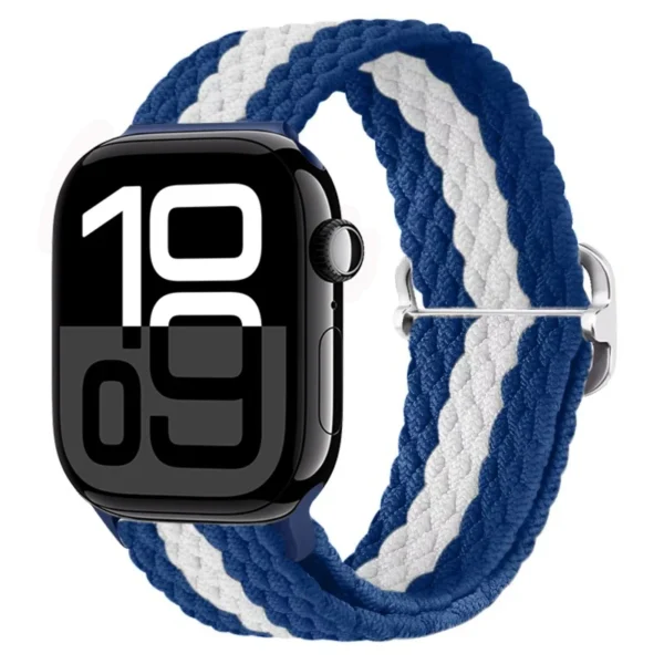 Braided Solo Loop for Apple Watch 42mm 44mm 45mm Braid - Blue and White (design 2)