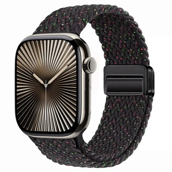 Pletený magnetický řemínek pro Apple Watch Ultra Series 4/3/2/1 49mm Braid Magnet - Měsíční svit a Černá