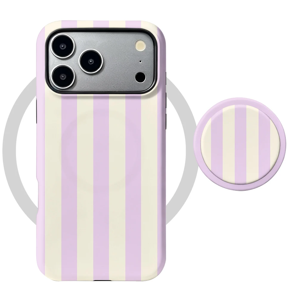 Coque iPhone 15 Pro Max Lavender Stripe MagSafe avec poignée support - image 5