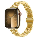 Úzký ocelový článkový náramek pro Apple Watch Ultra Series 4/3/2/1 49mm Slim - Zlatá