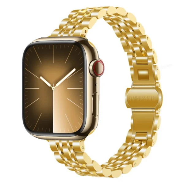 Úzký ocelový článkový náramek pro Apple Watch Ultra Series 4/3/2/1 49mm Slim - Zlatá