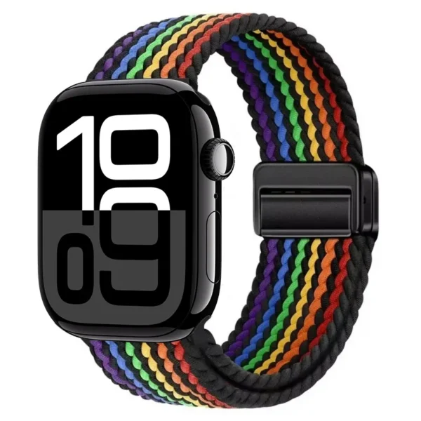 Correa trenzada magnética para Apple Watch Ultra Series 4/3/2/1 49mm Braid Magnet - Negro y Arcoíris