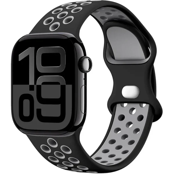 Atmungsaktives Sportarmband für Apple Watch Ultra Series 4/3/2/1 49mm Air Sport - Schwarz und Grau