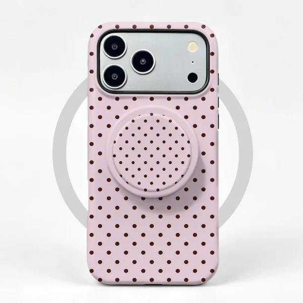 iPhone 18 Pro Case Rose Dots MagSafe with Grip Stand