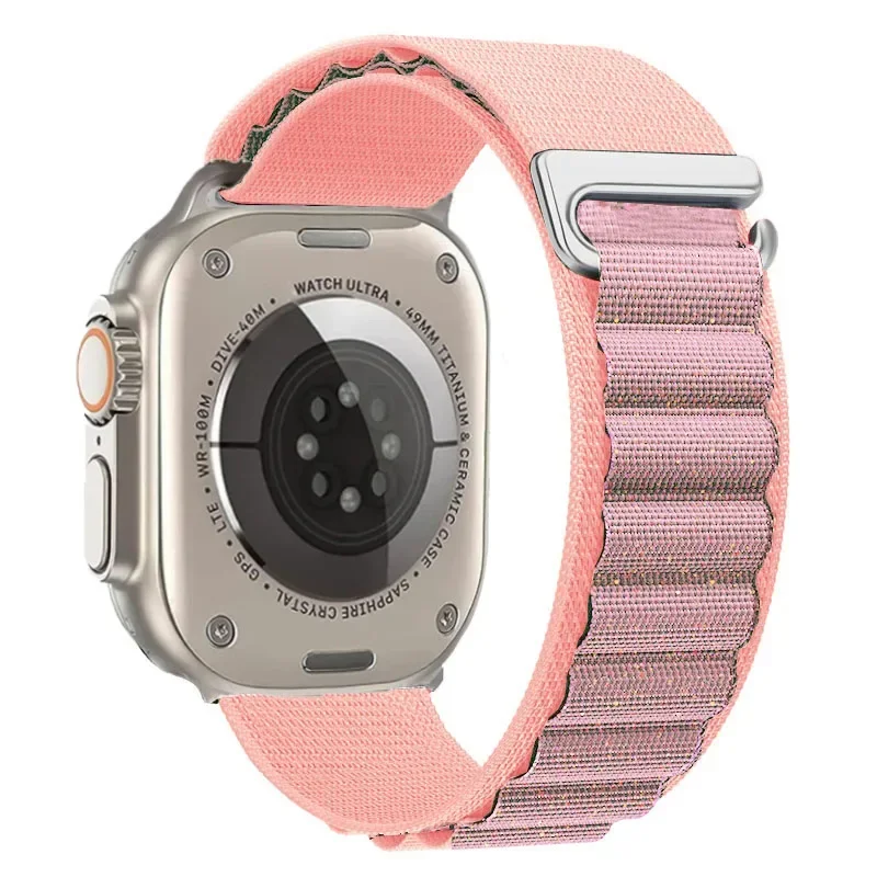 Nylon Alpine Loop for Apple Watch Ultra Series 4/3/2/1 49mm Alpine - Glossy Pink
