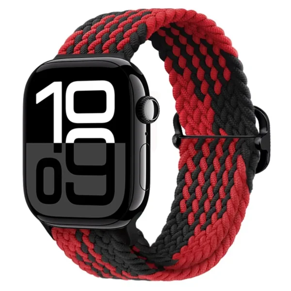Geflochtenes Solo Loop Armband für Apple Watch 38mm 40mm 41mm Braid - Schwarz und Rot