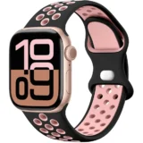 Prodyšný sportovní řemínek pro Apple Watch Ultra Series 4/3/2/1 49mm Air Sport - Černá a Růžová