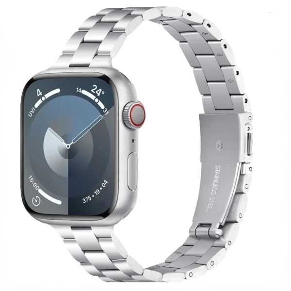 Pulsera fina de eslabones de acero para Apple Watch Series 12/11/10 46mm Slim - Plateado (diseño 2)