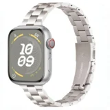 Úzký ocelový článkový náramek pro Apple Watch Ultra Series 4/3/2/1 49mm Slim - Měsíční záře