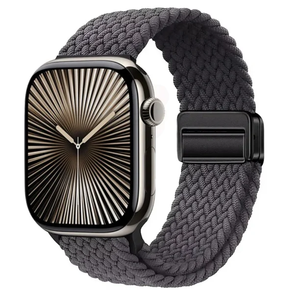 Bracelet tressé magnétique pour Apple Watch Ultra Series 4/3/2/1 49mm Braid Magnet - Gris étoile