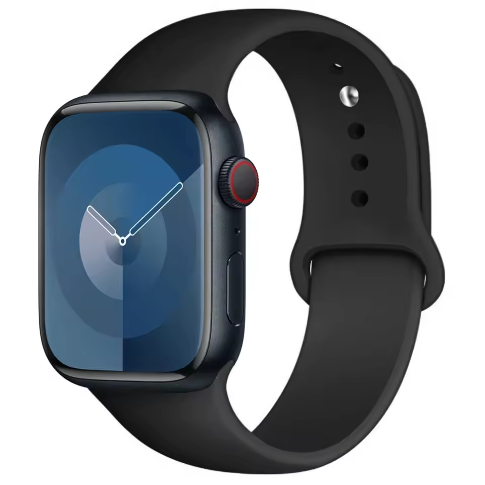 Silikon Sportarmband für Apple Watch Series 12/11/10 46mm - Schwarz