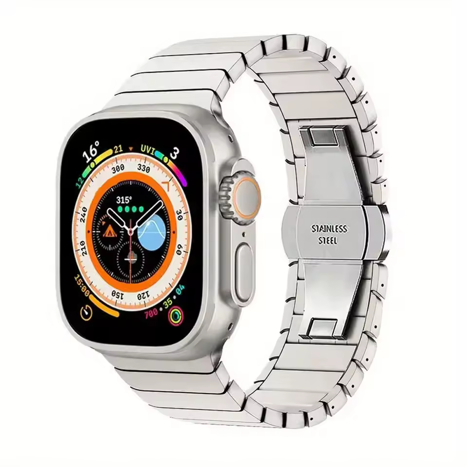 Řemínek z nerezové oceli pro Apple Watch 42mm 44mm 45mm - Hvězdně bílá