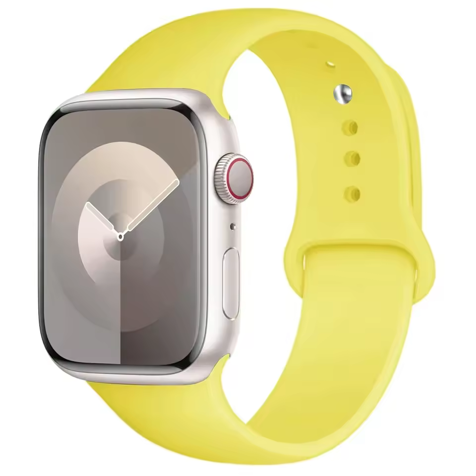 Bracelet sport en silicone pour Apple Watch 38mm 40mm 41mm - Jaune citron