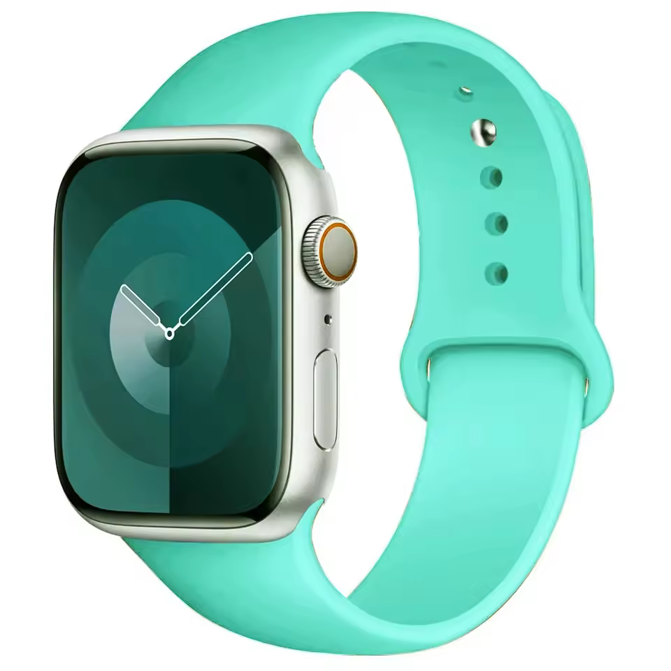 Bracelet sport en silicone pour Apple Watch 42mm 44mm 45mm - Vert menthe
