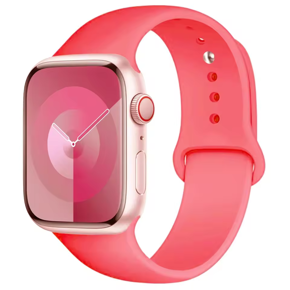 Bracelet sport en silicone pour Apple Watch 38mm 40mm 41mm - Rouge corail